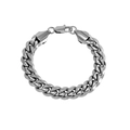 Poliertes silbernes Panzerarmband für Herren aus Edelstahl mit sicherem Karabinerverschluss - 18cm x 10mm / Stahlfarben
