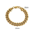 Poliertes 18K vergoldetes grobes Panzerarmband 10 mm breit mit Karabinerverschluss - 18cm x 10mm / Gold