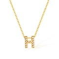18K gold plated stainless steel necklace featuring a zircon encrusted letter H pendant - Letter H (2588)