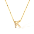 Gold-plated stainless steel necklace featuring a crystal-encrusted letter K pendant - Letter K (2588)