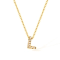 Minimalist gold-plated stainless steel necklace with sparkling zircon Letter L pendant - Letter L (2588)