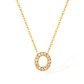 Gold plated stainless steel necklace featuring a letter O pendant with cubic zirconia - Letter O (2588)