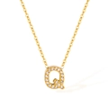 Gold plated stainless steel necklace featuring a zircon-encrusted letter Q pendant - Letter Q (2588)