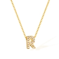 Gold-plated stainless steel necklace with sparkling cubic zirconia letter R pendant - Letter R (2588)