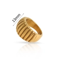 Anello a croissant placcato oro 13mm con costine verticali e finitura lucida - US 6 / Oro