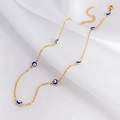 Collana bohemian in acciaio inossidabile dorato con perline blu Evil Eye e chiusura a moschettone - Oro 18K / Collana Dorata 1