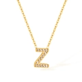 Polished gold stainless steel necklace with a Z letter pendant set with white zircons - Letter Z (2588)