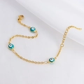 Bracciale boho in acciaio dorato con ciondoli Evil Eye in smalto blu e catena regolabile - Oro 18K / Bracciale d'Oro Stile 1