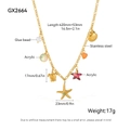 Collana a tema marino con ciondoli a stella marina, tartaruga e conchiglia con misure - Collana con Ciondolo Stella Marina Tartaruga Conchiglia (GX2664)