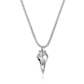 Retro stainless steel raven skull necklace with engraved runes on a white background - Pendant Only Steel