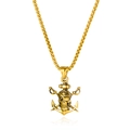 Men's retro gold stainless steel pirate necklace with skull swords and anchor pendant - Pendant Only (Without Chain) (GX2674J) / Gold