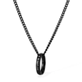 Black stainless steel His Queen crown ring necklace with pink zircon stone for couples - His Queen Women Size 9 / Black