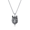 Retro roestvrijstalen wolfskop hanger ketting met vintage zilveren afwerking en ketting - Alleen Hanger (Zonder Ketting)