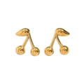 Polierte goldene Edelstahl-Kirsch-Ohrstecker in minimalistischem Design für Damen - Kirschform / Gold