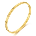 Elegant gold-plated stainless steel bangle with four inlaid zircon stones in petal settings - Steel Bangle (GH1146J) / Gold