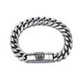 Pulsera vintage para hombre con relieve de cabeza de lobo en hebilla de metal plateado - Color acero