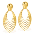 Goldene Tropfenohrringe mit hohlem Oval-Design und gehämmerter Metalltextur für Damen - Gold