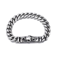 Silbernes Armband im Hip-Hop-Stil mit detailreiches Totenkopf- und Oktopus-Verschluss - Antiksilber