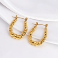 Elegante goldene gedrehte Spiral-Creolen aus poliertem Edelstahl für Damen - Klein / 18K-Gold / Gold