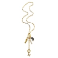 Gouden paperclip ketting met parelvis en kristallen letter N hangers voor dames - Letter N Ketting
