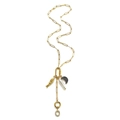 Gouden paperclip ketting met afneembare hangers in vis-, parel- en maanvorm - Letter O Ketting