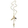 Gouden paperclip ketting met bedeltjes waaronder een vis, parel en letter U - Letter U Ketting