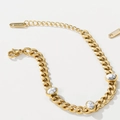 18K goud vergulde roestvrijstalen Cubaanse ketting armband met natuurlijke marmerstenen - Witte Marmeren Grove Ketting