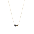 Minimalistische 18K goud roestvrijstalen ketting met donkergrijze steen en gouden kraal - 18K Verguld / Donkergrijze Natuursteen Stijl (SN22042603B)