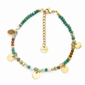 Vintage 18K verguld roestvrijstalen armband met groene gefacetteerde natuursteen kralen - Groene Stijl (SB210102GN)