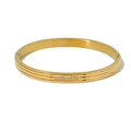 Elegante 18K vergulde roestvrijstalen armband met zeven ingelegde zirkonia-stenen - 7-Diamant Rechthoekige Array Stijl (SB22122006)