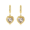 18K vergulde hartvormige creolen met een fonkelende heldere ingelegde zirkoonsteen - Gouden Hart Witte Zirconia Stijl (SE21102509W)