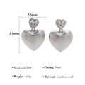 Zilveren roestvrijstalen hartjes oorbellen met gedetailleerde afmetingen en specs - Enkel Hart Oorbel (SE010009-S) / Zilver