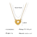 Gouden roestvrijstalen ketting met 1,8 cm radiale harthanger en PVD 18K goudvergulding - Gouden Hart Stralende Textuur Hanger (SN23082806G)