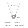 Zilveren roestvrijstalen hartketting met radiale textuur en afmetingen details - Zilveren Hart Stralende Textuur Hanger (SN23082806S)