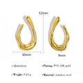 Detailed specs of irregular PVD 18K gold plated stainless steel teardrop earrings - Irregular Fluid Gold Style (SE010134)