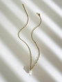 Golden stainless steel necklace with white cylindrical natural stone pendant and lobster clasp - White Crystal