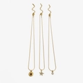 Three-layered gold stainless steel necklaces with starfish and flower zircon pendants - Gold Style Set
