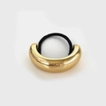 Minimalist gold arched metal hair tie with polished finish and black elastic band - Gold Thin Single Ring