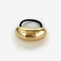 Sleek gold metallic U-shape ponytail holder with a high-elastic black hair tie band - Gold Thick Single Ring