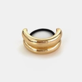 Minimalist golden U-shaped metal ponytail holder with a high-strength black elastic band - Gold Thin Double Ring