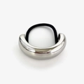 Minimalist silver U-shaped metal hair tie with high-elastic black rubber band - Silver Thin Single Ring