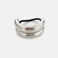 Elastico per capelli in metallo argento minimalista con design tubolare a doppio strato - Anello Doppio Sottile Argento