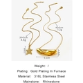 Gold stainless steel star pendant necklace with rhinestones and curved metal bar design - Double Layered Style