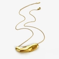 Elegant gold stainless steel bean pendant necklace with adjustable lobster clasp chain - Irregular Curved Bean Style