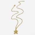 Gold star pendant necklace with cubic zirconia paving and small bead accents - Pavé Pentagram Style