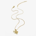 Collana dorata con pendente lettera H e perla bianca su una catena a maglie fini - Collana Lettera H