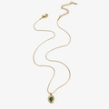Minimalist 18K gold stainless steel necklace with oval emerald green gemstone pendant - Green Stone Necklace