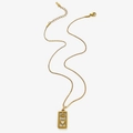 Vintage gold square tarot pendant necklace with crown heart design and box chain - Crown Charm Necklace