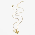 Collana in acciaio dorato con ciondolo lettera M ed elegante perla bianca da donna - Collana Lettera M