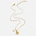 Collana in acciaio dorato con ciondolo lettera N e dettaglio piccola perla bianca - Collana Lettera N